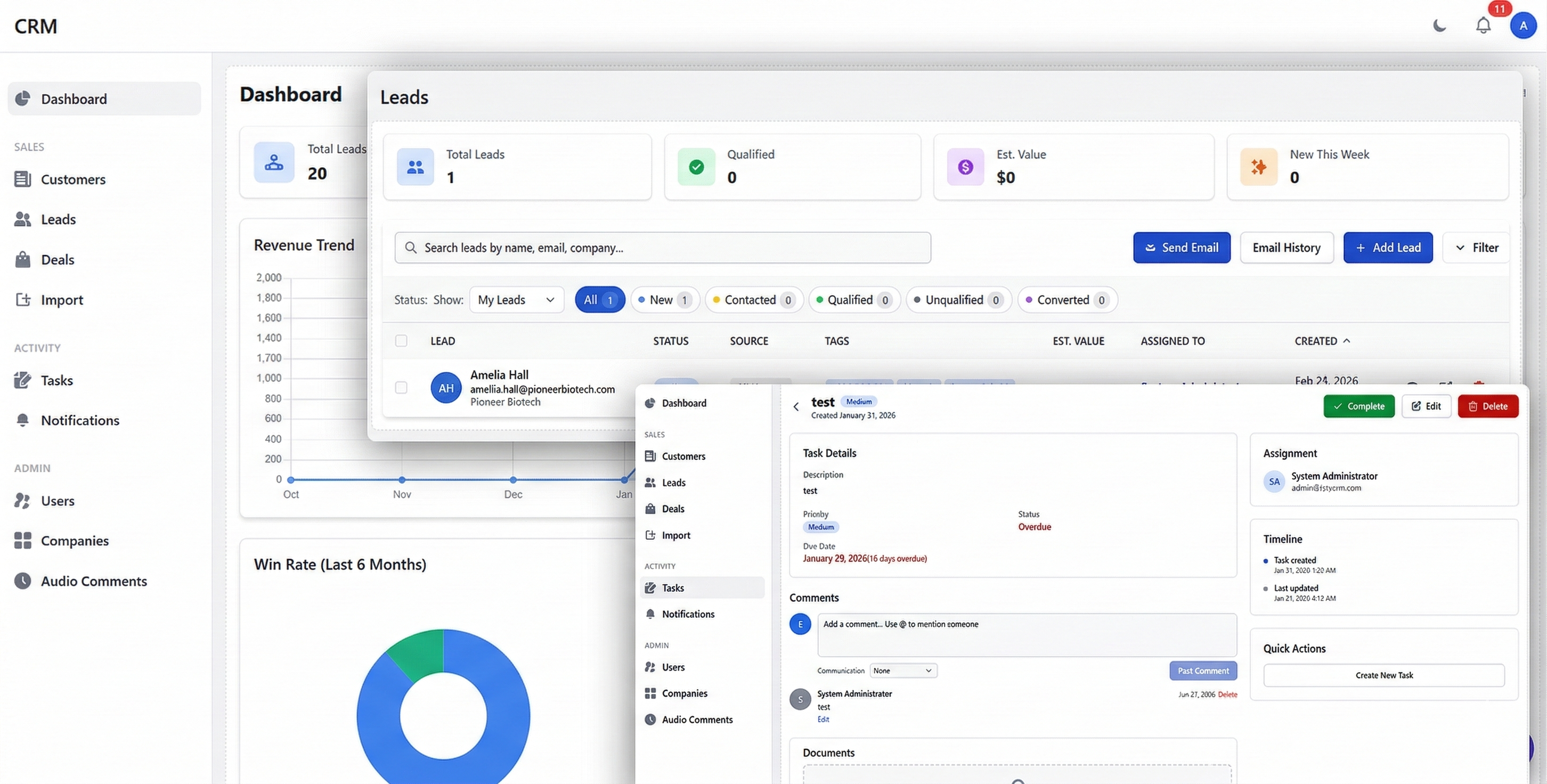 Hawkeye Surveillance custom CRM lead and opportunity workflow interface
