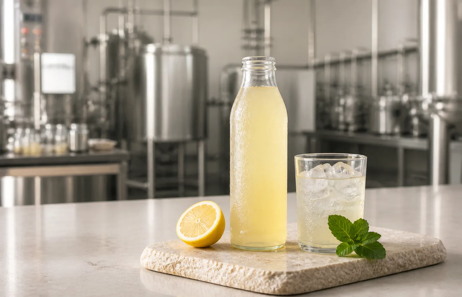 Citrus beverage in a pilot formulation plant